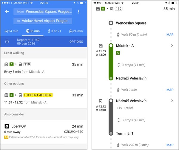 Best Way to Handle Prague Bus Transport – Google Maps