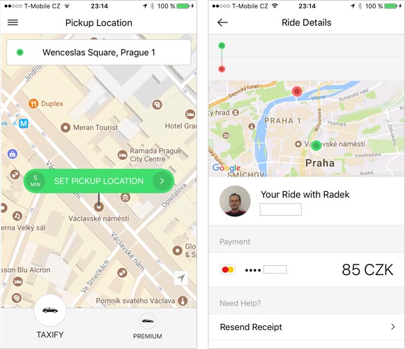 Using Taxify in Prague