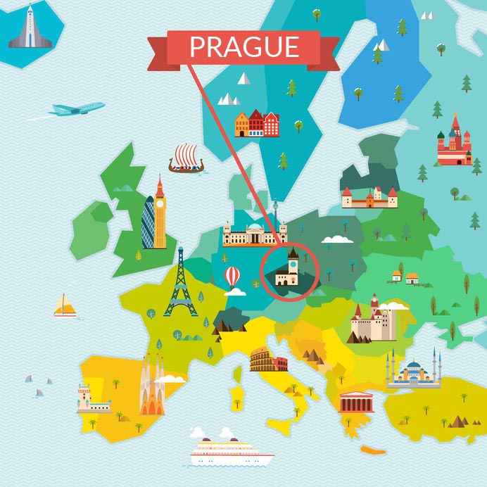 Prague Location on the Europe Map