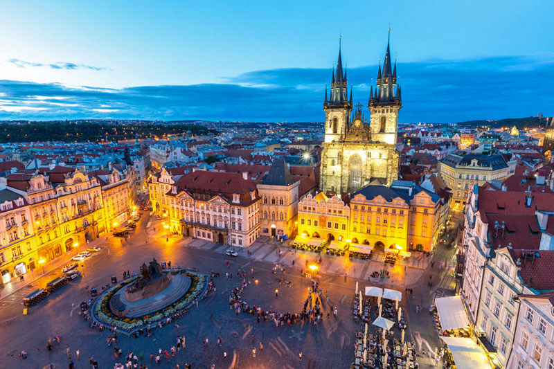 The Old Town Square in Prague During the Dusk