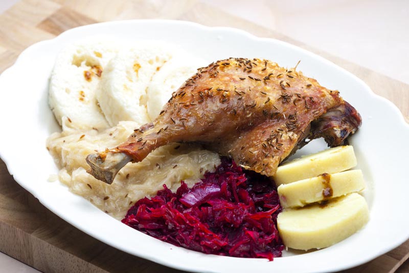 Baked Duck With Dumlings and Red Cabbage