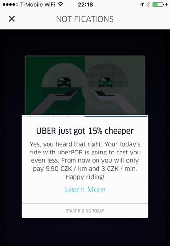 Price Change Notification in the Uber App