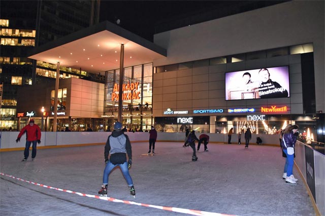 Ice Skating in front of Arkady Pankrac Shopping Center