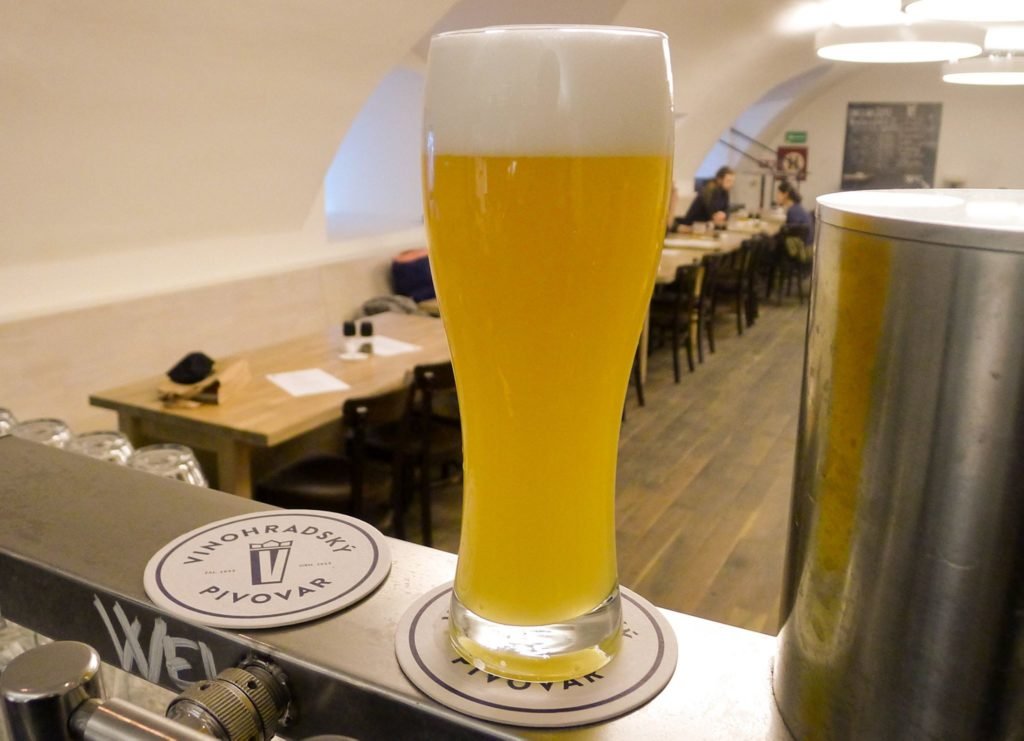 Vinohradsky Pivovar serves their own craft beer and delicious Czech cuisine